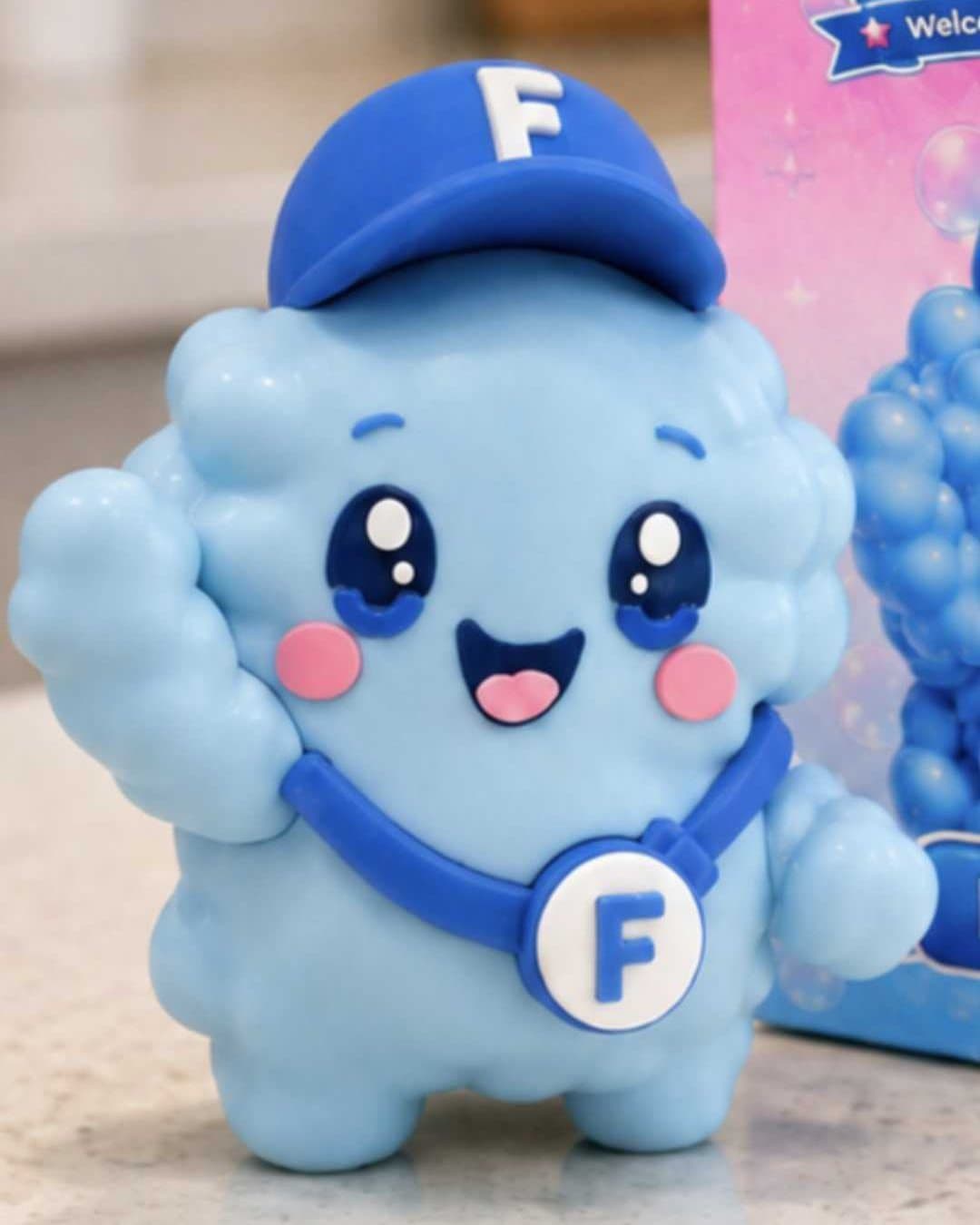 Close-up of the real Bubbles figure on a kitchen counter